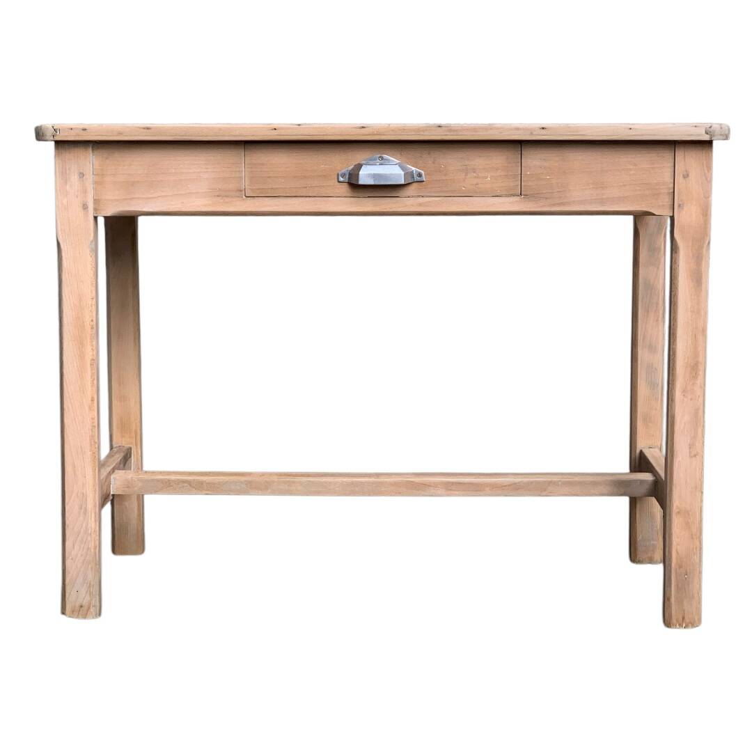 Art Deco farmhouse table in raw wood
