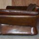 Restored leather mid-century modern low sofa