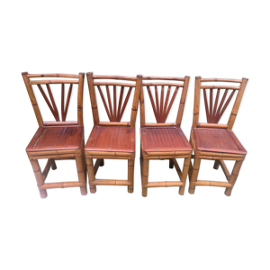 4 chaises en bambou