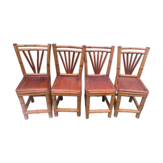 4 chaises en bambou
