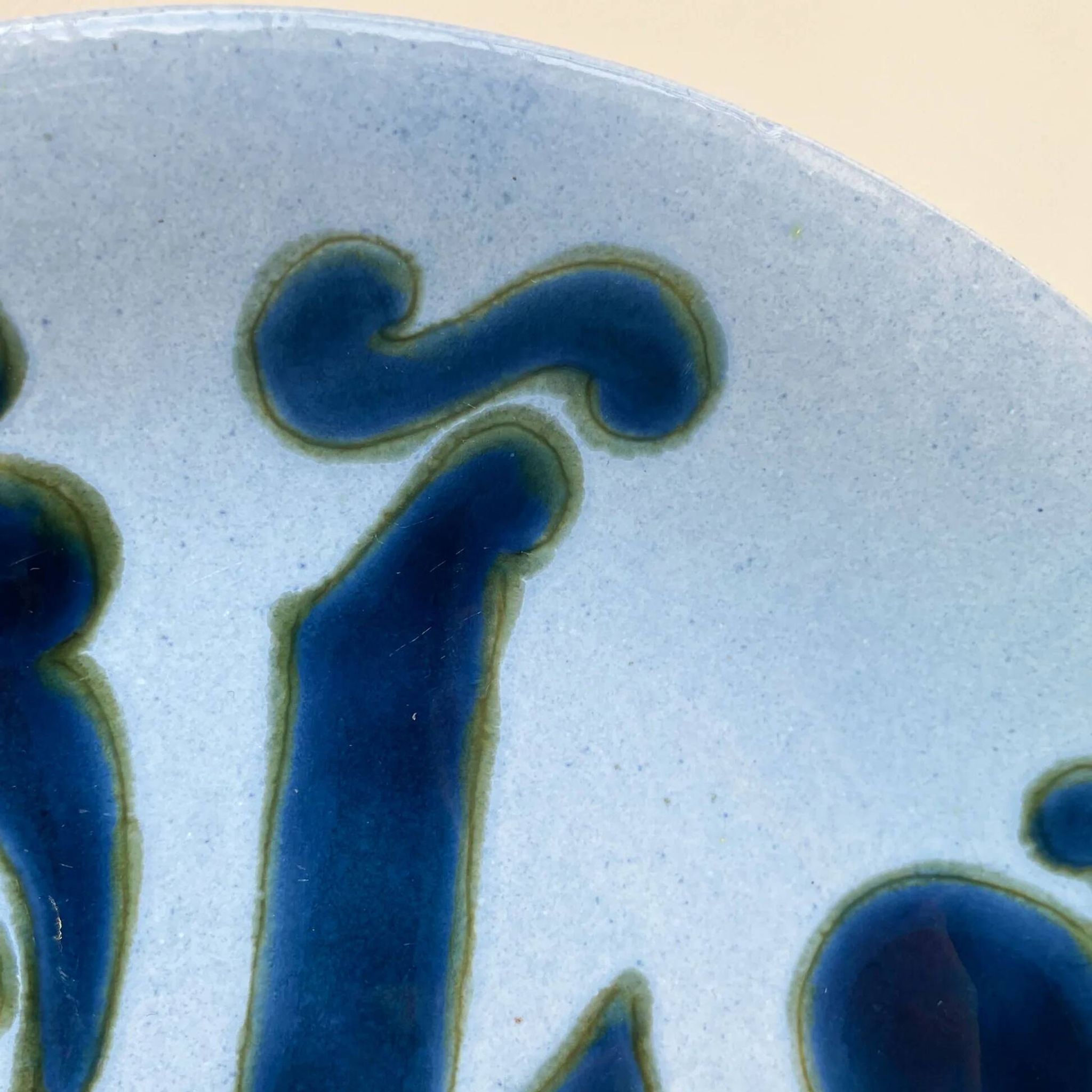 Yvonne Gisclard-Cau blue ceramic cut from French modernist design of the 1960s.