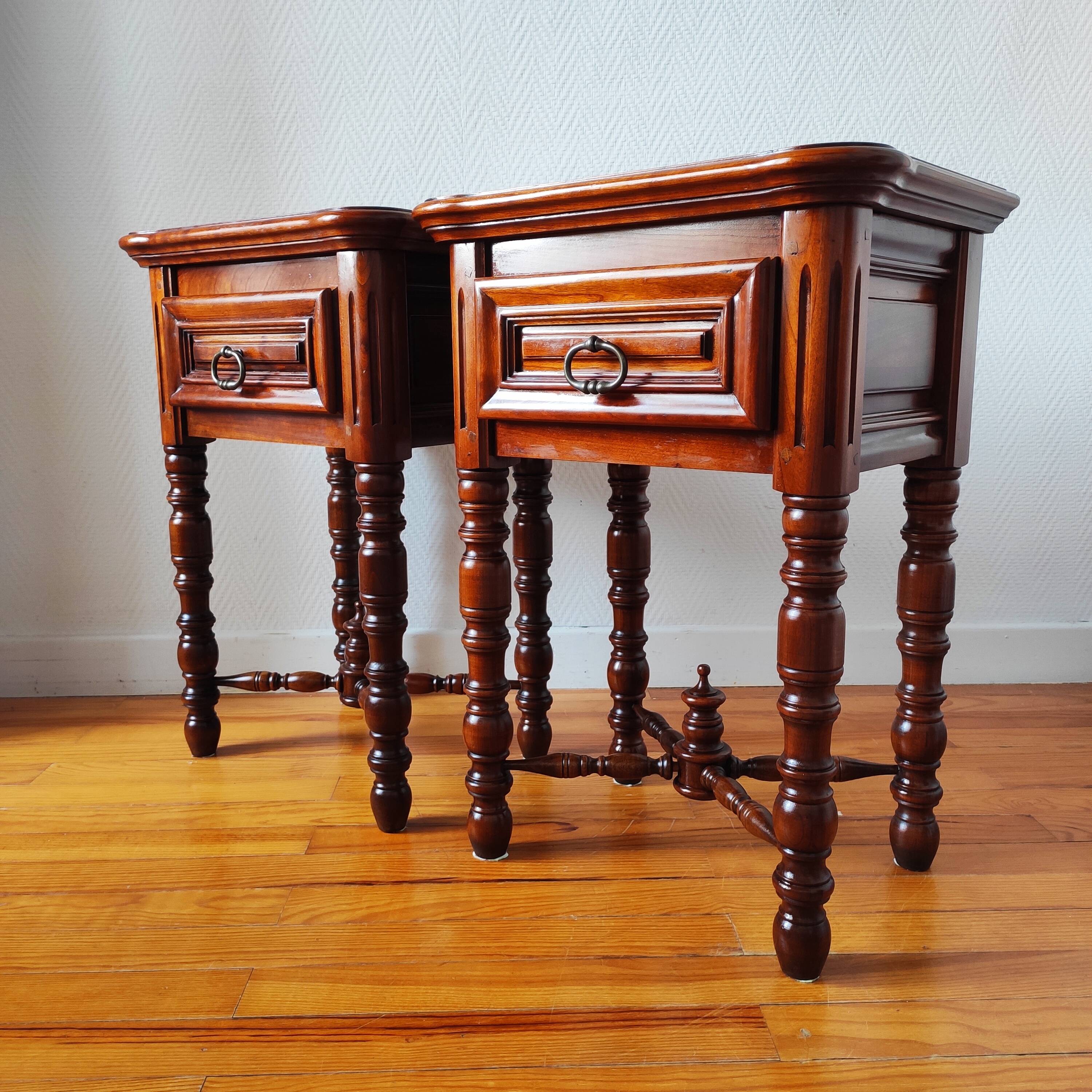 Pair of French solid wood bedside tables