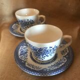 2 cups blue English porcelain