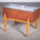 Teak and Beech Planter with Zinc Coating, Denmark, 1950s