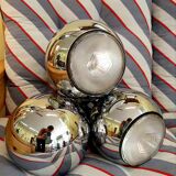 Three chrome metal eyeball spotlights 1970