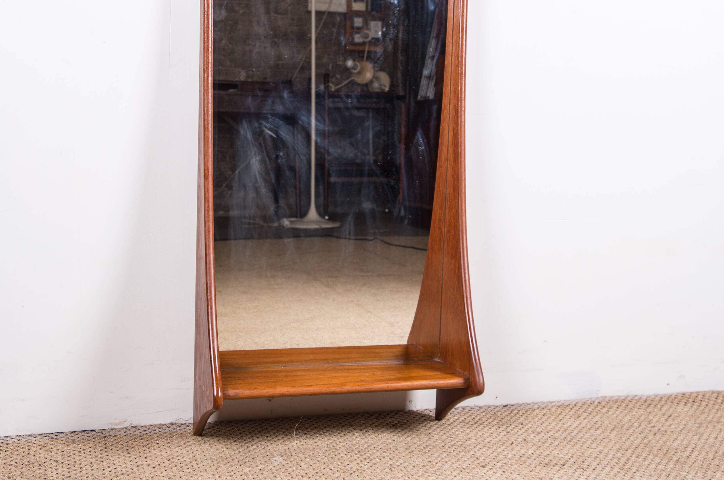 Large Danish Teak wall mirror by Pedersen and Hansen 1960.