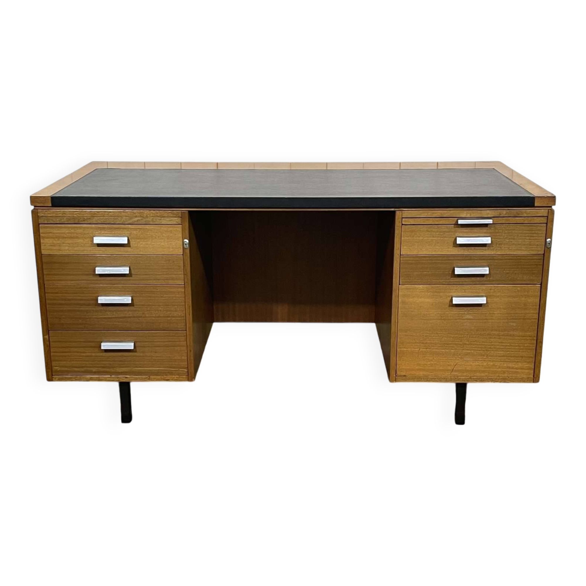 Bureau de direction anglais des années 1970 en acajou