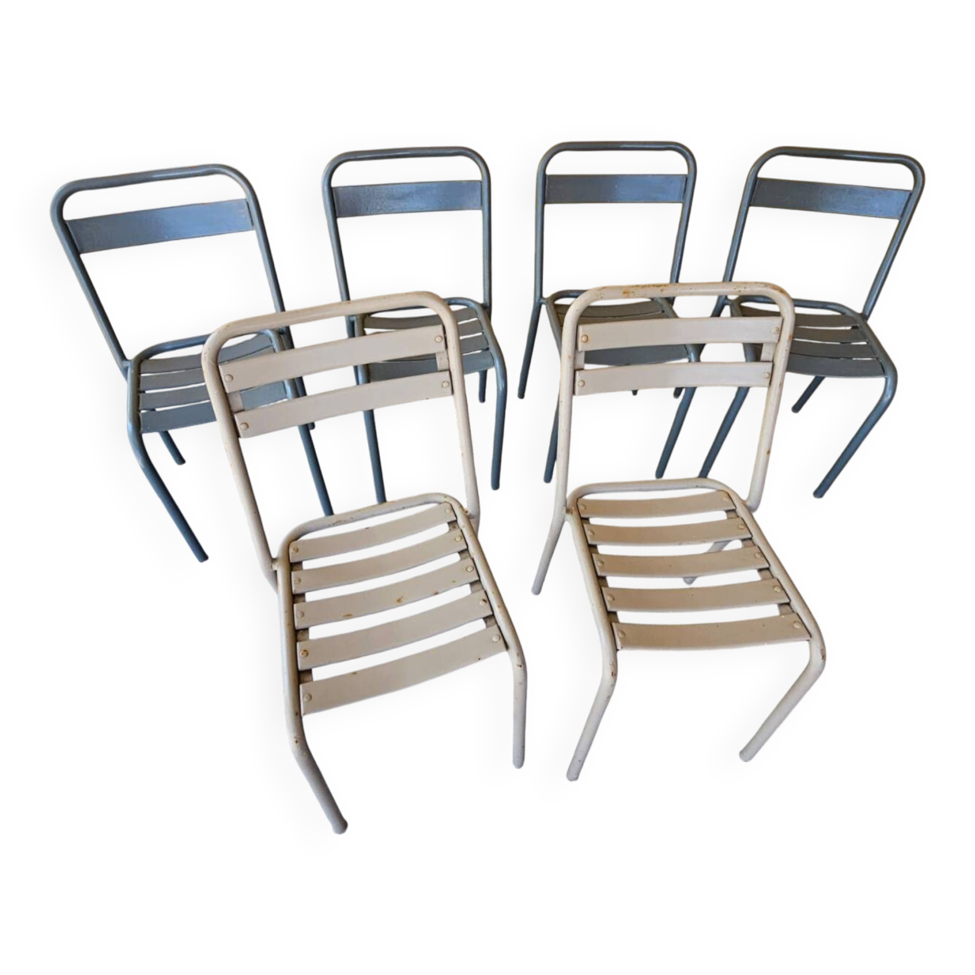 Lot of 6 garden chairs made of steel.