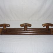 Leather and wood coat hanger