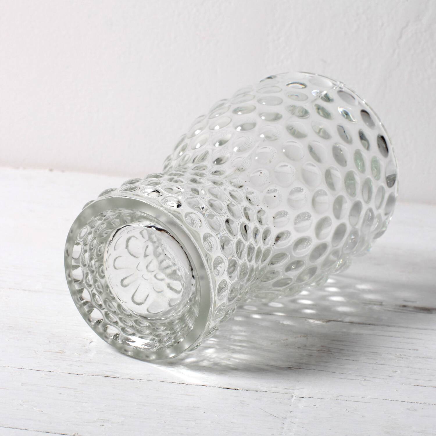 Mid-Century Clear Pressed Glass Vase by Jan Schmid, Rosice / 1961