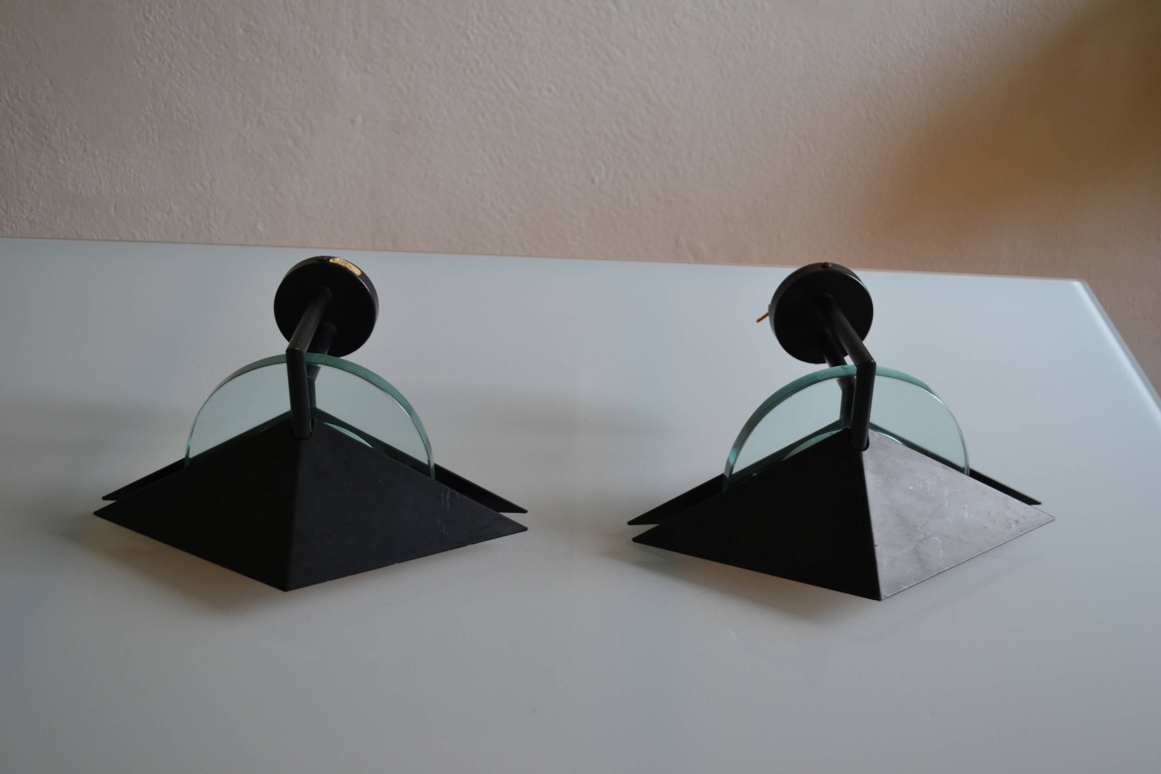 Pair of postmodernist wall sconces, 1980