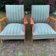 Pair of emerald green fabric armchairs circa 1950