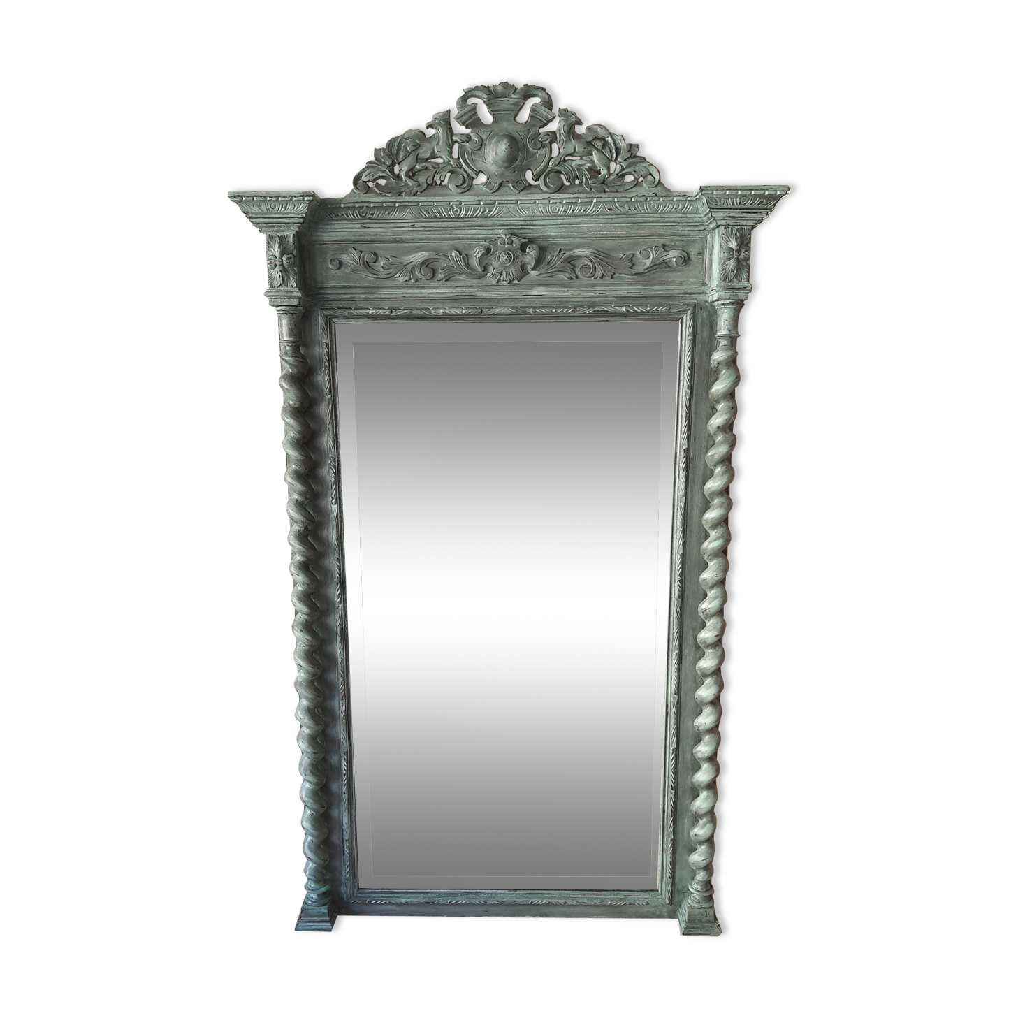 Miroir Louis XIII Shabby Chic patiné 166cm