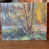 Oil on panel painting "Rural Landscape"