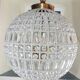Spherical pendant light with crystal tassels and seed beads / vintage.