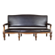 Napoleon III style bench in carved walnut, synthetic leather circa 1880