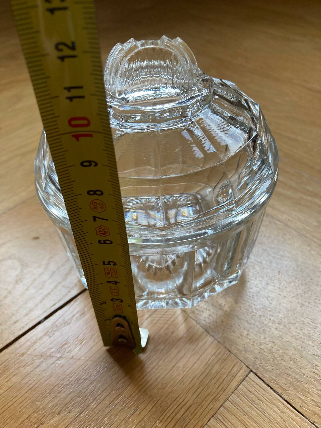 Molded glass sugar bowl