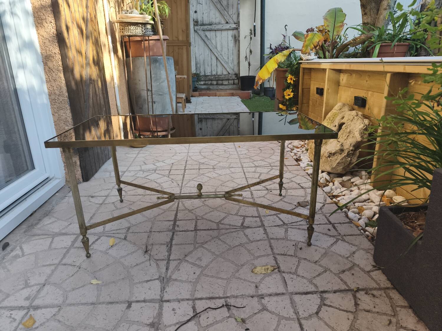 Vintage Coffee Table 60s-70s Gold Brass Hollywood Regency/Jansen Style