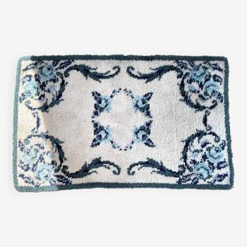 Tapis bohème pure laine bleu 125x78cm