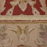Small Handwoven Red Beige Needlepoint Rug- 61x91cm