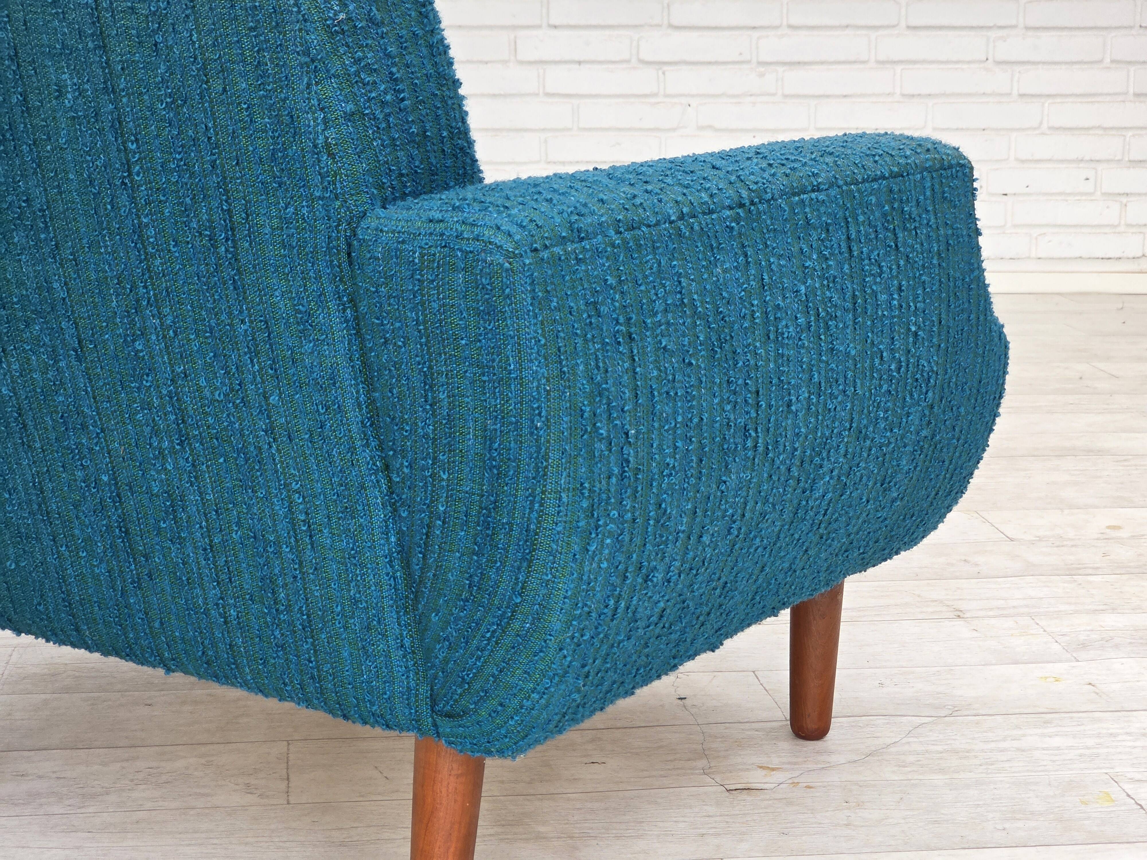 1970s, Danish armchair, original furniture wool, teak wood.