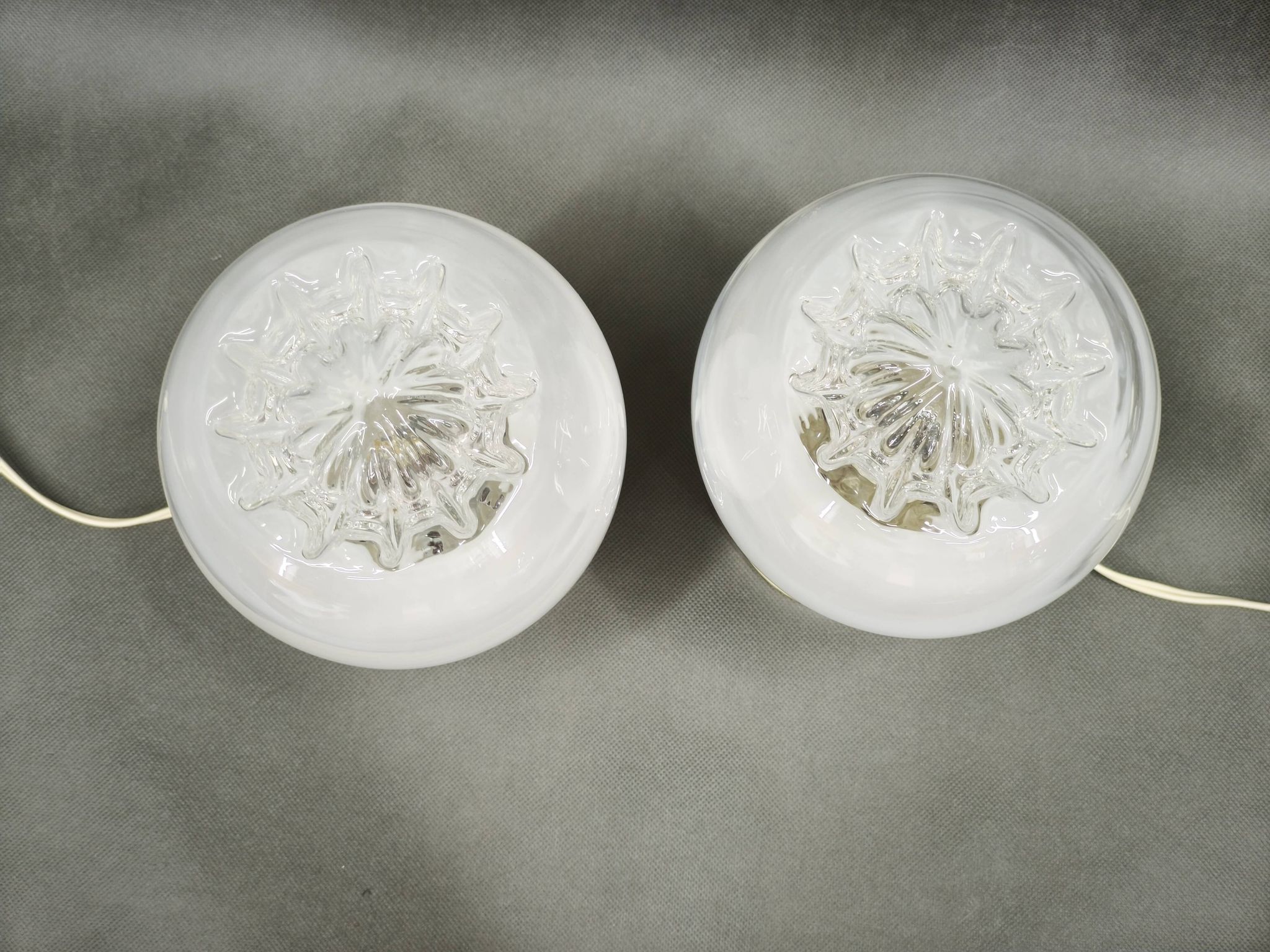 Pair of 1960s Italian Murano Glass, Chrome and Wood Table Lamps