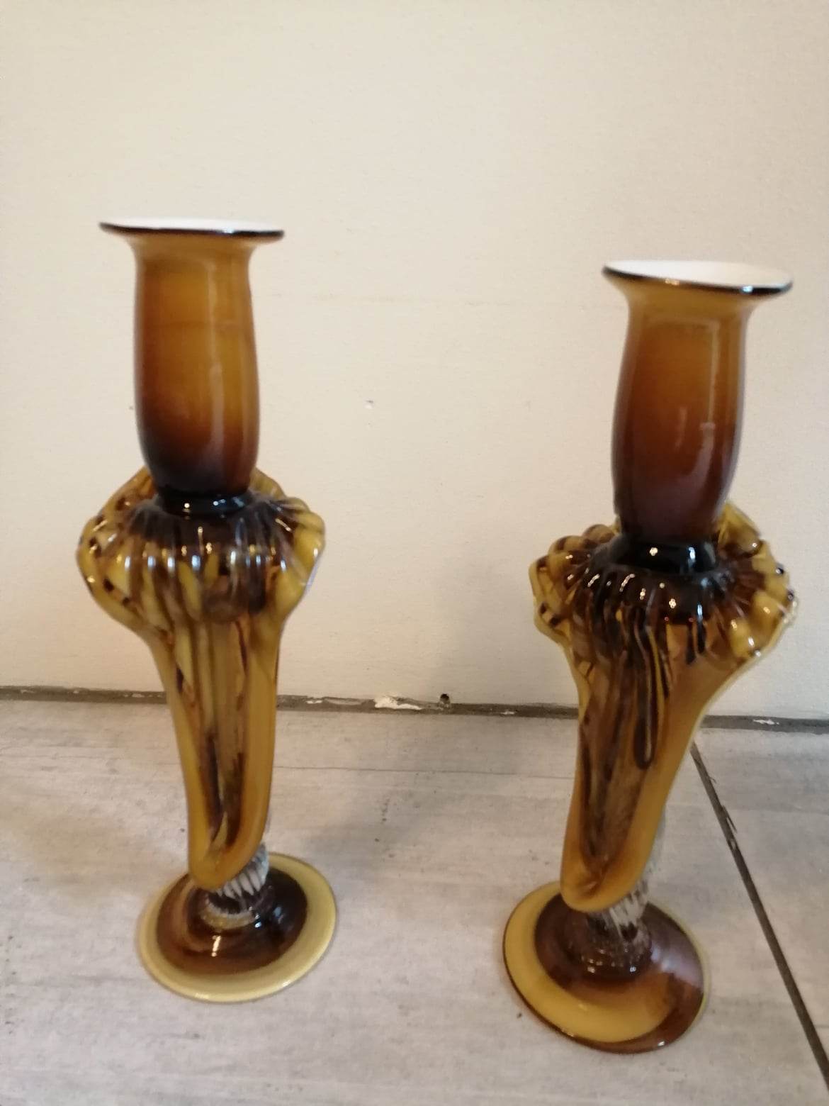 Pair of murano candle holders