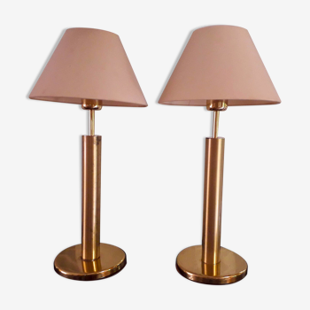 Pair of brass table lamps, by Deknudt Belgium