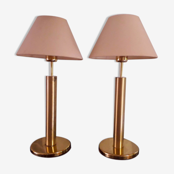 Paire de lampes de table en laiton, par Deknudt Belgique