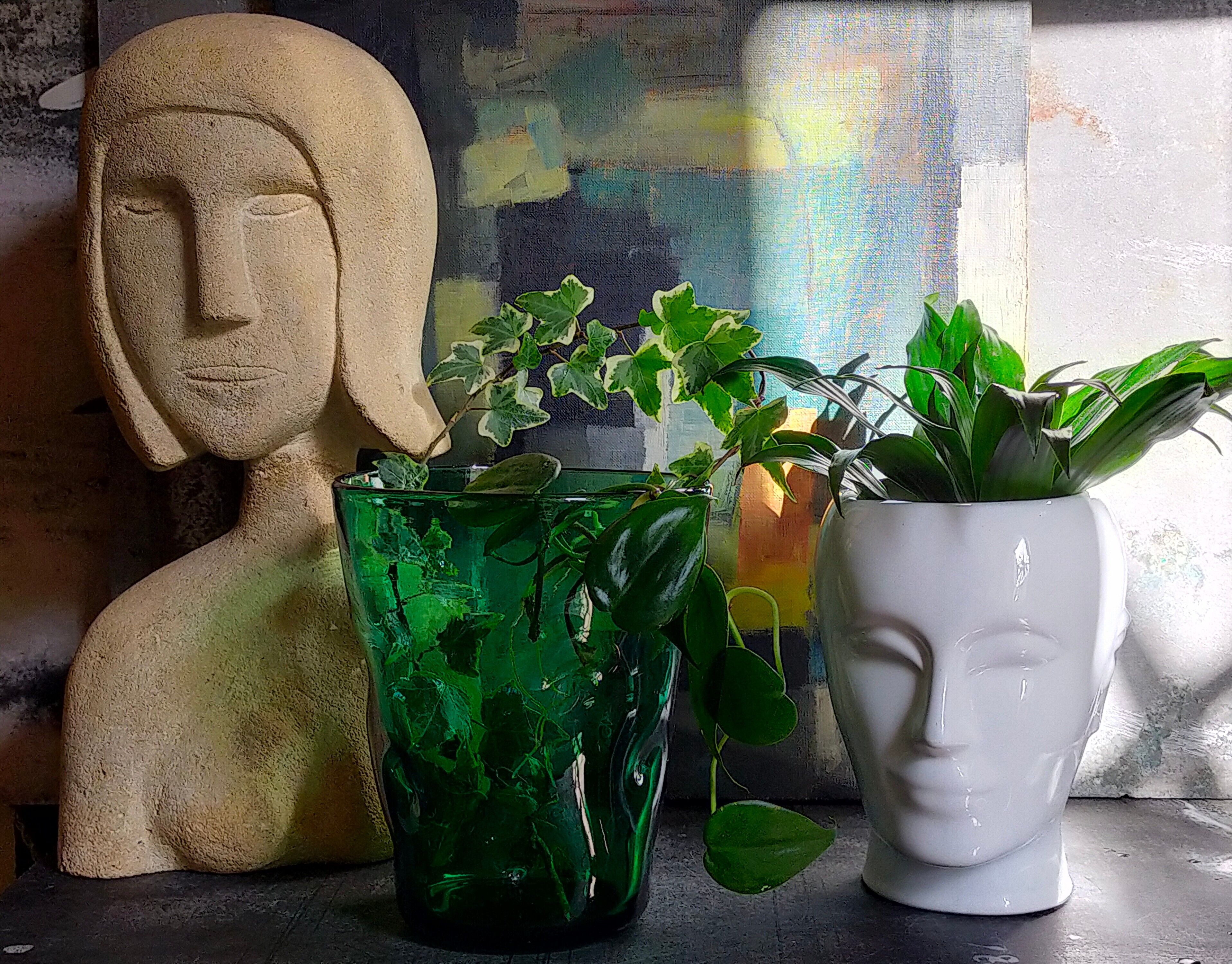 White ceramic pot cover vase 60s