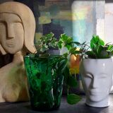 White ceramic pot cover vase 60s