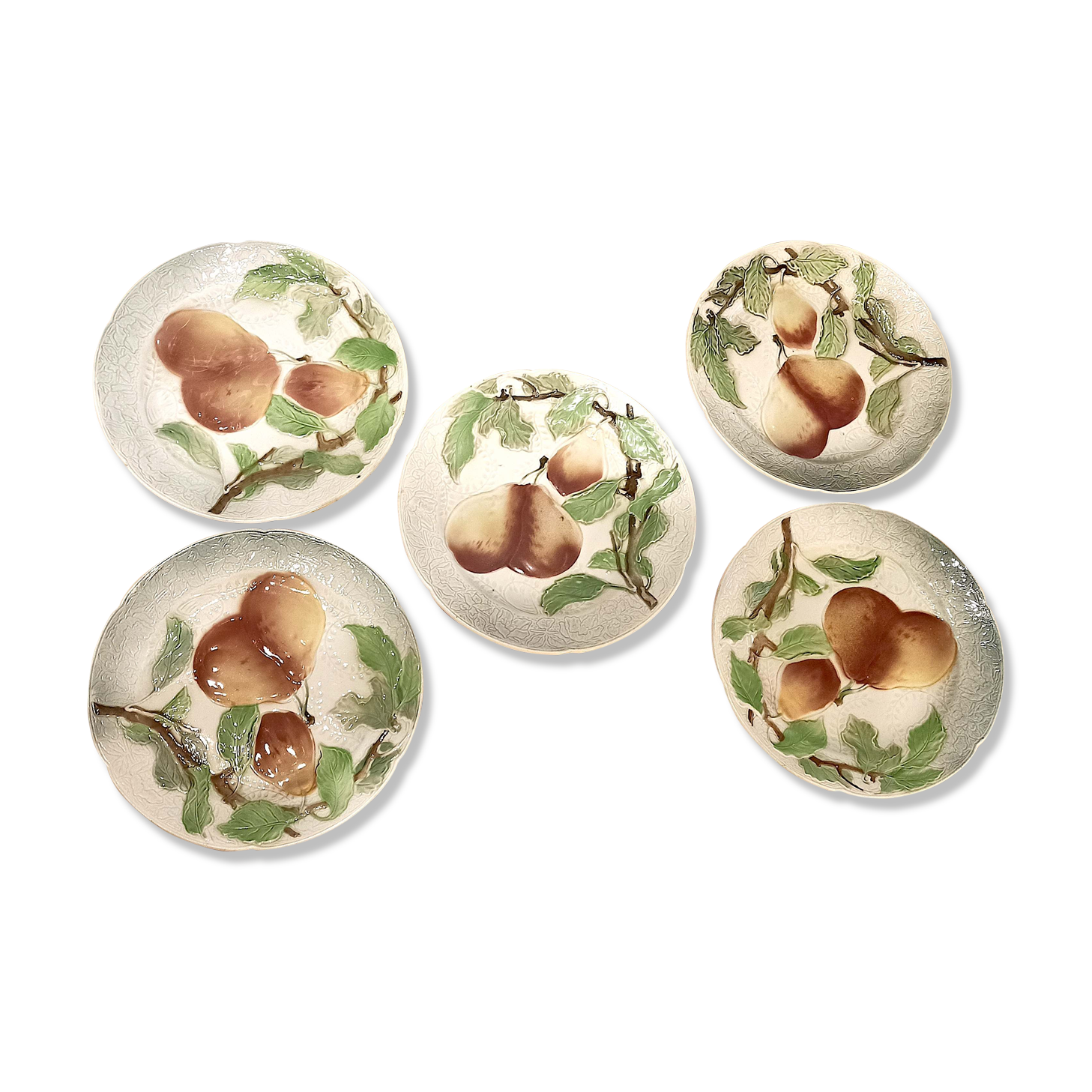 Set of 5 dessert plates slurry St Clement fruit decoration Early twentieth century