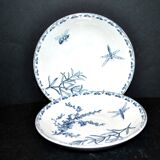 Set of 2 carmen plates, sarreguemines earthenware, saucers for cups d16.5