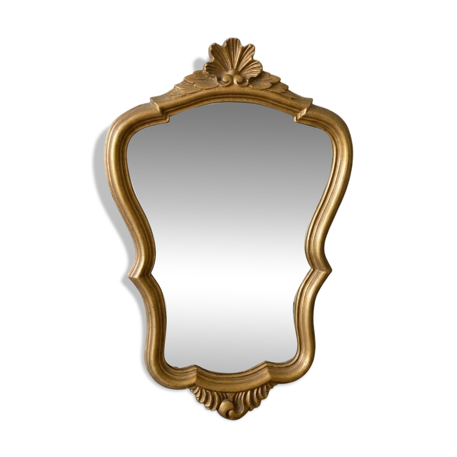 Rare Rococo Courtesy Mirror "Shell" – Patinated Gilding and Patina