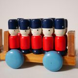 Wooden train with soldiers