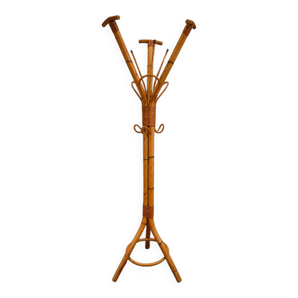 Porte-manteau Perroquet en Bambou et Rotin