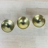 3 vintage mother-of-pearl and golden brass candlesticks