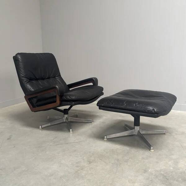 King chair with hocker by Strässle, 1960s