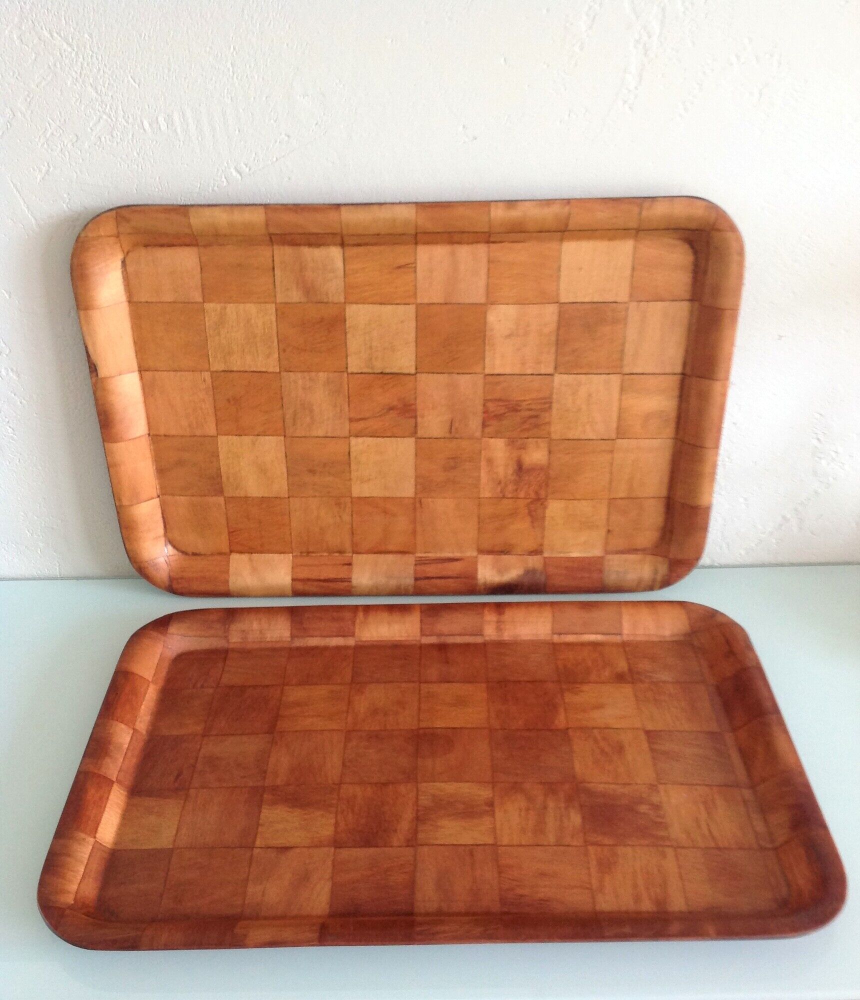 Pair of wooden tops Scandinavian style / vintage 60s-70s