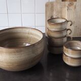 Grand saladier et 6 tasses faïencerie Niderviller