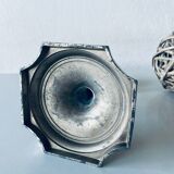 Silver metal candle holder