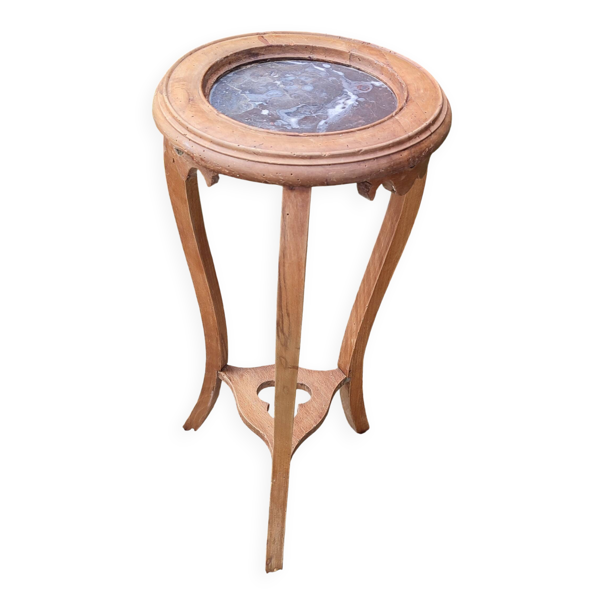 Antique Louis XV style stool in wood and marble.