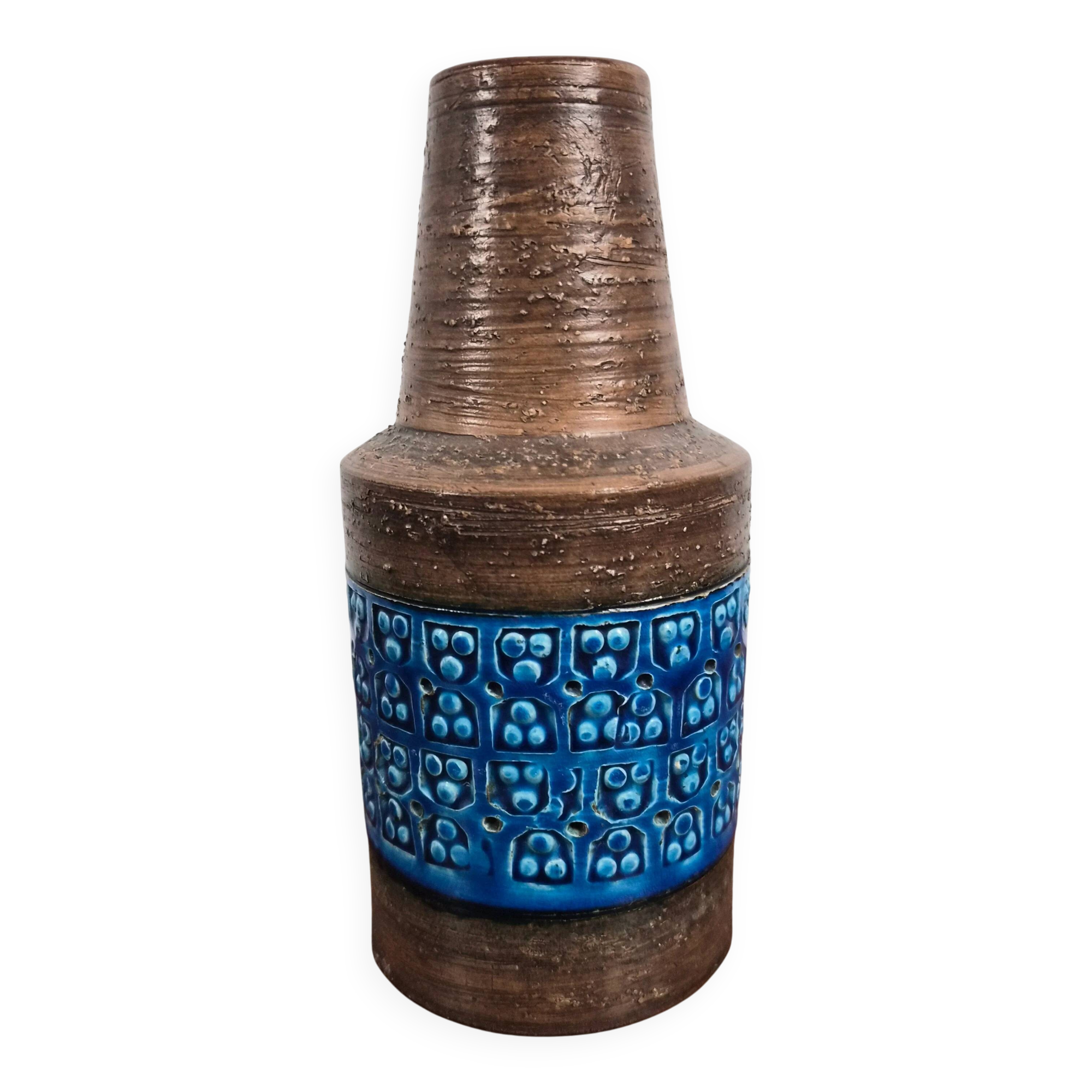 Terracotta vase with trifoglio decoration, ceramic by Aldo Londi for Bitossi, Italy, 1960.