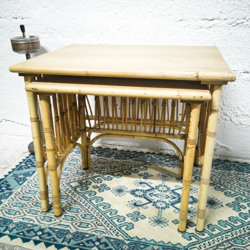 Rattan nesting tables