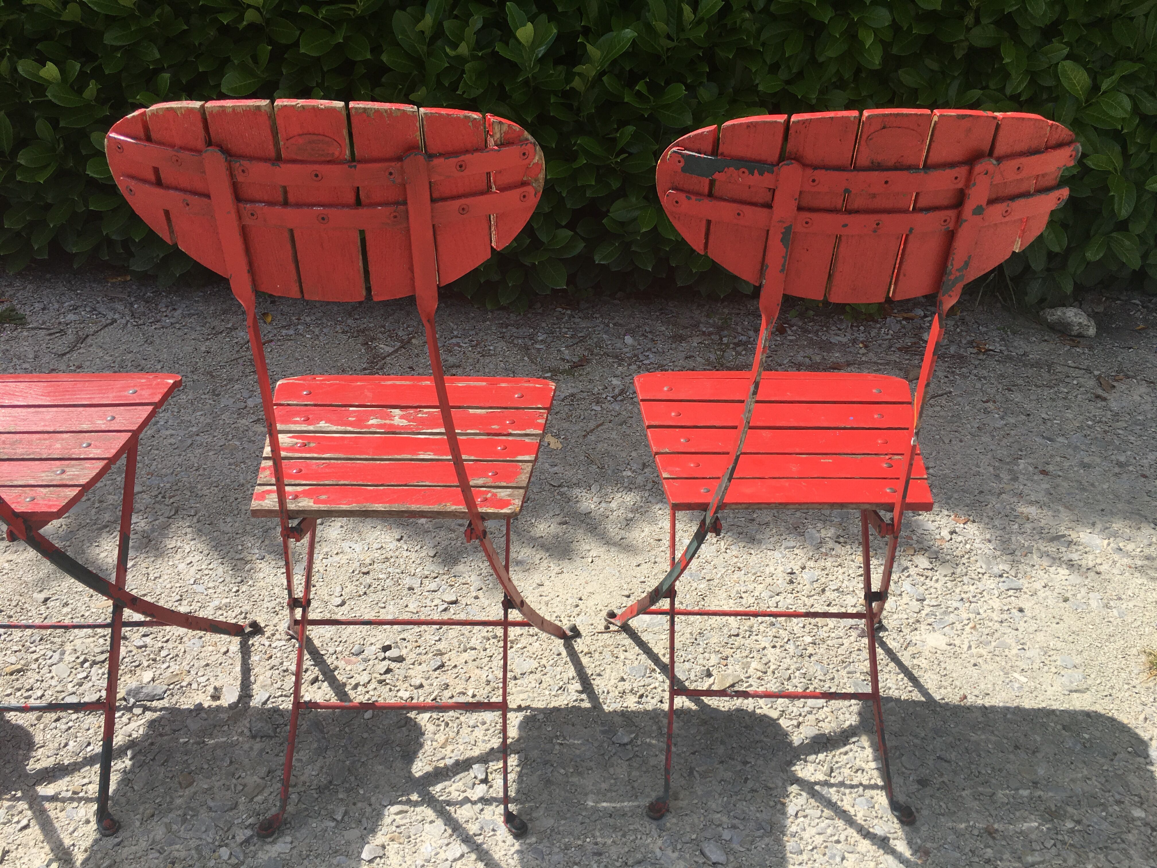 4 garden chairs folding metal wood