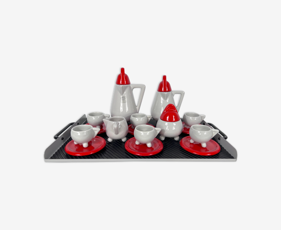 Café en céramique serti par Mas pour Memphis Milano, années 1980, Set de 11