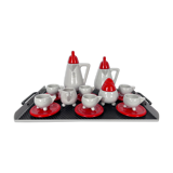 Ceramic coffee set by Mas for Memphis Milano, 1980s, Set of 11