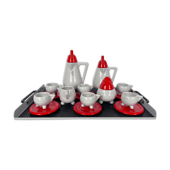 Ceramic coffee set by Mas for Memphis Milano, 1980s, Set of 11