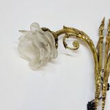 2 19th Century Gilt Bronze Wall Sconces with Molded Glass Globes in the Shape of