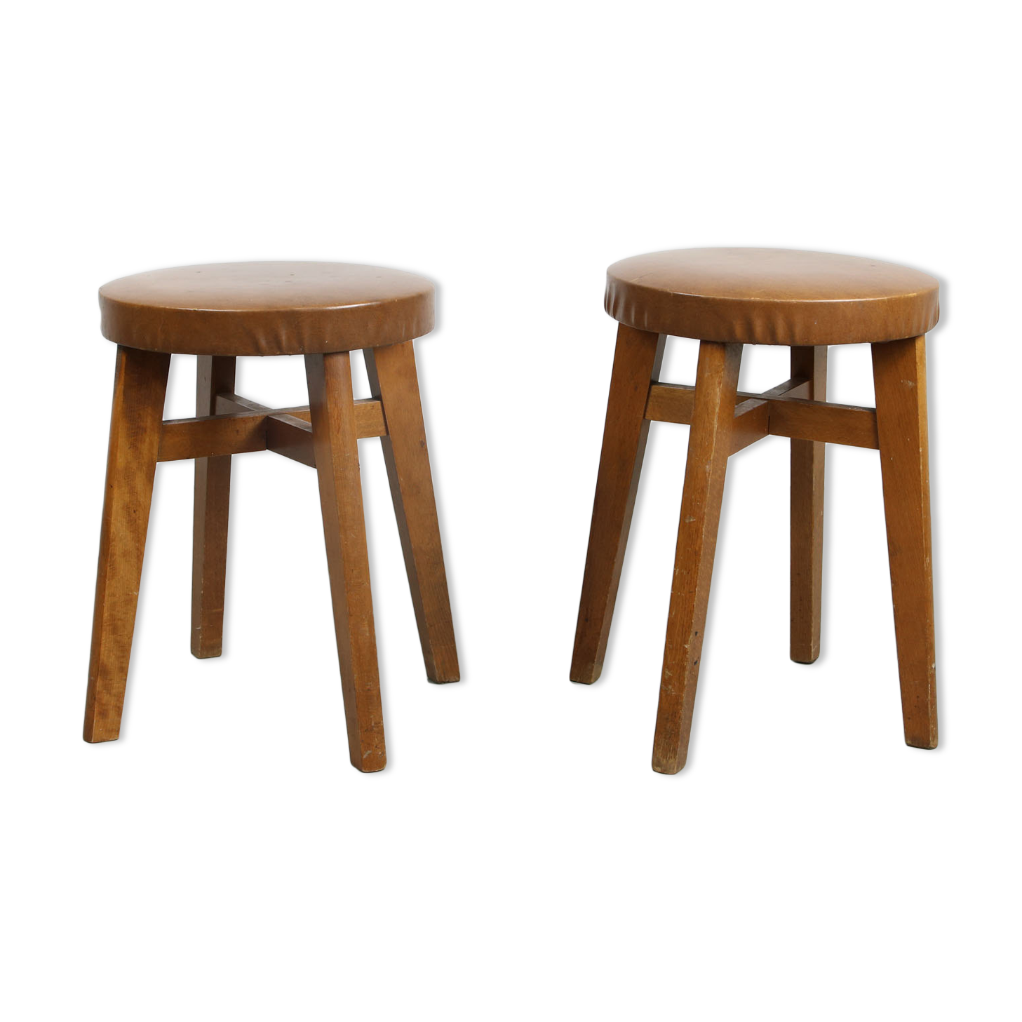 Mid-century brown leatherette stools